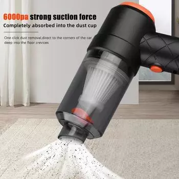 Беспроводной автомобильный пылесос 6000 Па с сильной силой всасывания, беспроводной портативный мини-пылесос, портативная уборочная техника, бытовая техника чёрный