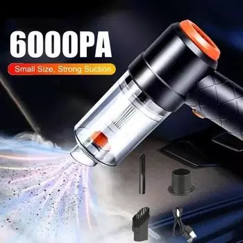 Беспроводной автомобильный пылесос 6000Pa 120 Вт Беспроводной ручной автоматический портативный пылесос Мощный пылесос для домашнего офиса автомобиля 1cs чёрный