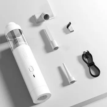 Беспроводной автомобильный пылесос с бесщеточной прямой трубкой и большой силой всасывания, универсальный для уборки дома и автомобиля белый