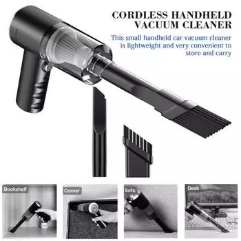 Беспроводной автомобильный пылесос с мощным всасыванием, эргономичной ручкой, низким уровнем шума, легким и портативным