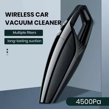 Беспроводной автомобильный пылесос с несколькими аксессуарами, 120 Вт, 4500 Па, малошумный портативный беспроводной домашний автомобильный салон, ручной пылесос двойного назначения чёрный