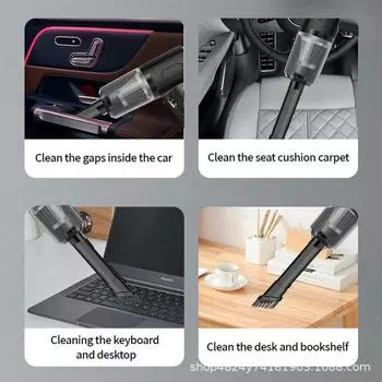 Беспроводной автомобильный пылесос с высокой силой всасывания — портативный мини-пылесос высокой мощности для использования в быту и автомобиле. high power чёрный