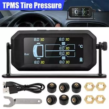 Беспроводной автомобильный Tpms Датчики давления в шинах Солнечная система контроля давления в шинах Сигнализация температуры 6 колес Внешний датчик шин