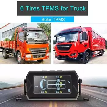 Беспроводной автомобильный Tpms Датчики давления в шинах Солнечная система контроля давления в шинах Сигнализация температуры 6 колес Внешний датчик шин чёрный