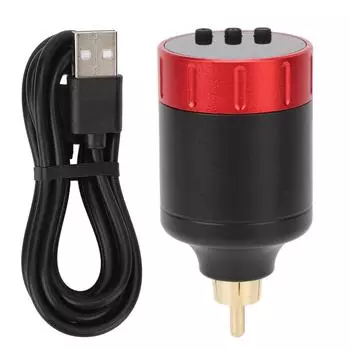 Беспроводной блок питания для татуировки, регулируемое напряжение, ручка для татуировки, литиевая батарея 1300 мАч, разъем RCA красный