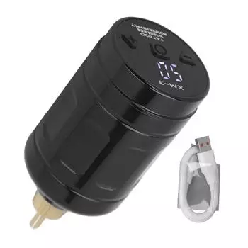 Беспроводной блок питания для татуировки с интерфейсом RCA емкостью 2000 мАч, аккумулятор для тату-машинки с USB-перезаряжаемым разъемом чёрный