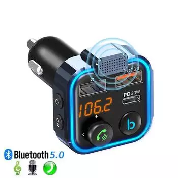Беспроводной Bluetooth 5.0 Handsfree автомобильный Fm-передатчик PD 20W QC 3.0 адаптер для быстрой зарядки MP3-плеер автомобильный комплект