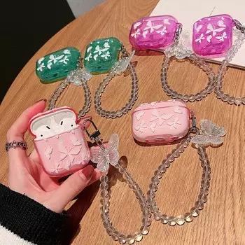 Беспроводной Bluetooth блестящий браслет-бабочка зарядное устройство для наушников для Apple Airpods Pro 3 2 1 2nd Ins милый чехол For Airpods 1 2