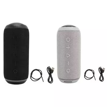 Беспроводной Bluetooth-динамик IPX4, водонепроницаемый, светодиодный, цветной, 2x7 Вт, звук HD, встроенный микрофон, портативный, внешний Grey