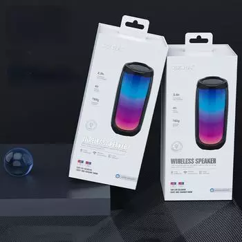 Беспроводной Bluetooth-динамик Портативный светодиодный полноэкранный красочный атмосферный светильник Сабвуфер серии TWS Маленький динамик чёрный