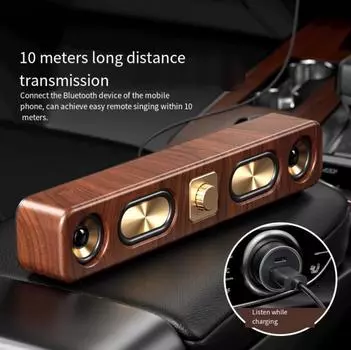 Беспроводной Bluetooth-динамик в стиле ретро, большой динамик с низким акцентом, деревянная полоса, карта, настольный динамик, радио