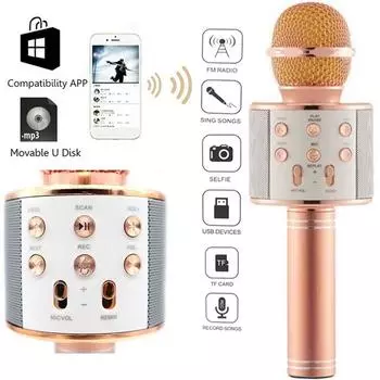 Беспроводной Bluetooth-микрофон USB-плеер Bluetooth-микрофон Динамик Запись музыкальных микрофонов