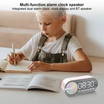 Беспроводной Bluetooth-совместимый динамик Маленький будильник Режим энергосбережения Светодиодный дисплей Беспроводной музыкальный динамик чёрный