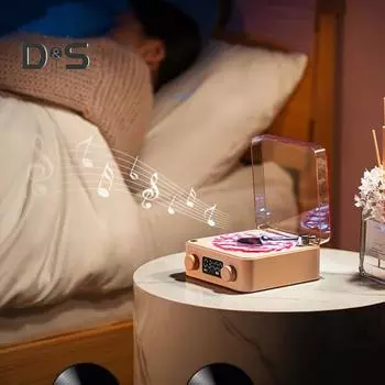 Беспроводной Bluetooth-совместимый динамик с подсветкой, белым шумом и четырьмя естественными звуками, перезаряжаемый компактный универсальный динамик для кемпинга розовый