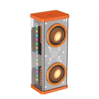 Беспроводной Bluetooth-совместимый динамик со светодиодной подсветкой, объемным 3D-динамиком, портативным стерео-сабвуфером оранжевый