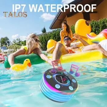 Беспроводной Bluetooth-совместимый динамик со светодиодной подсветкой RGB, водонепроницаемый IPX7, легко подключаемый портативный мини-стереодинамик чёрный