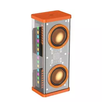 Беспроводной Bluetooth-совместимый динамик со светодиодной подсветкой, объемным 3D-динамиком, портативным стерео-сабвуфером оранжевый