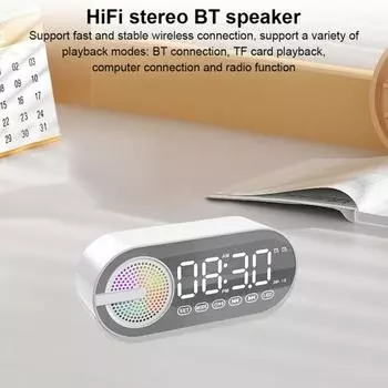 Беспроводной Bluetooth-совместимый динамик Yousheng, небольшой будильник, энергосберегающий режим, светодиодный дисплей, беспроводной музыкальный динамик с двумя будильниками чёрный