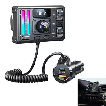 Беспроводной Bluetooth-совместимый FM-радиоадаптер Музыкальный проигрыватель FM-передатчик с функцией громкой связи USB-порты Зарядка