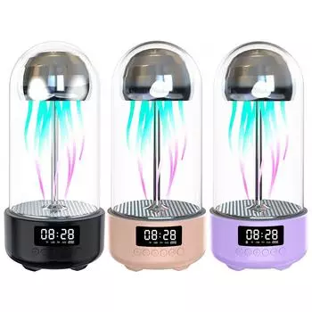 Беспроводной Bluetooth-совместимый осветительный динамик с 7-цветной подсветкой, умный динамик-медуза, сабвуфер для украшения спальни фиолетовый