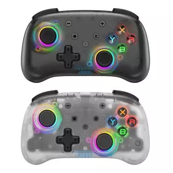 Беспроводной Bluetooth-совместимый светящийся геймпад RGB с поддержкой вибрации/функции пробуждения, подходит для Switch/Switch OLED/Switch Lite белый