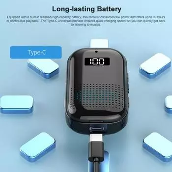 Беспроводной BT-аудиоприемник с долговечной батареей | Режим карты TF | чёрный