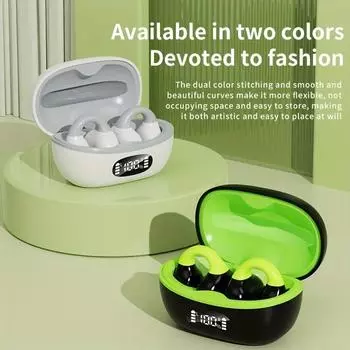 Беспроводной BT зажим для наушников открытого типа, TWS, стерео цифровой дисплей, ушной крючок, гарнитура с зарядным устройством для телефонов зелёный