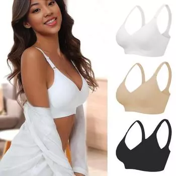 Беспроводной бюстгальтер Push-Up с технологией Jelly Strip, бесшовный, регулируемые бретели, натуральный лифтинг, полный XL белый