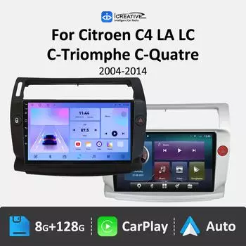 Беспроводной CarPlay Android Auto Car Radio для Citroen C4 LA LC C-Triomphe C-Quatre 2004 2005 2006 - 2014 GPS Autoradio 4G WIFI DSP