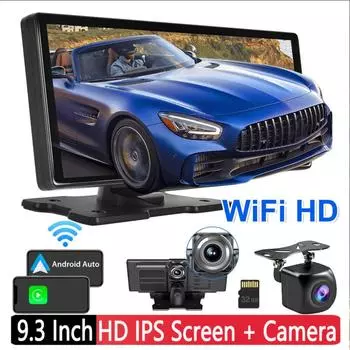 Беспроводной Carplay Android Auto Dash Cam Автомобильный видеорегистратор 9,3-дюймовый монитор-зеркало Mirrorlink Сенсорный экран Встроенный динамик Камера заднего вида