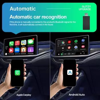 Беспроводной Carplay и Android Auto AI Box, подключенный к беспроводной Carpay, красочные атмосферные огни для автомобильного радио с проводным Carplay Box