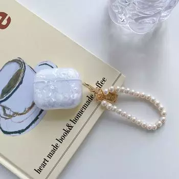 Беспроводной чехол для наушников, Милый чехол для наушников с жемчужной цепочкой One Size белый