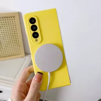 Беспроводной чехол Magsafe для Samsung Galaxy Z Fold 3 4 5g, жесткий чехол для задней панели ПК, защитный противоударный чехол для Z Fold3 Fold4 For Samsung Fold 3 чёрный