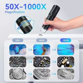 Беспроводной цифровой микроскоп с увеличением 50X-1000X, гибкая подставка для Android IOS iPhone PC, электронный стереомикроскоп Wi-Fi