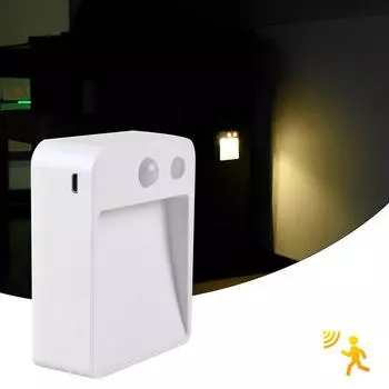 Беспроводной датчик движения, светодиодный ночник, ночник с батарейным питанием, всегда включен/авто, 2 режима для спальни, шкафа, лестницы в ванную комнату