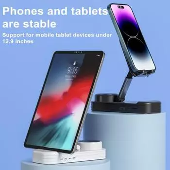 Беспроводной динамик 2-в-1 Угловая подставка для телефона Регулируемая высота Стабильная поддержка объемного звука Совместимость с Bluetooth 5.2 чёрный