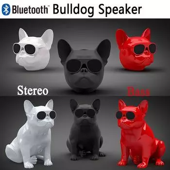 Беспроводной динамик Bluetooth, модный дизайн головы бульдога, Touche, HIFI, бас-динамик чёрный