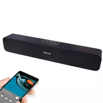 Беспроводной динамик Bluetooth портативный динамик для телевизора компьютер ПК смартфон MP3 WAV USB SD карта мощный (черный)