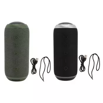 Беспроводной динамик BT IPX4 водонепроницаемый портативный уличный стереодинамик со светодиодной подсветкой микрофон 2x7 Вт Green