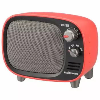 Беспроводной динамик Ohm Electric AudioComm Bluetooth в стиле ретро, красный, OHM ASP-W900Z-R 03-0395