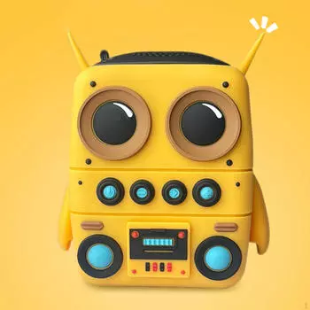 Беспроводной динамик-робот-сабвуфер водонепроницаемый желтый многофункциональный мини-стерео бас-пушка для