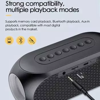 Беспроводной динамик с часами, светодиодные цифровые часы, USB-перезаряжаемые, двойной будильник, радио с функцией повтора сигнала, многофункциональное воспроизведение музыки чёрный