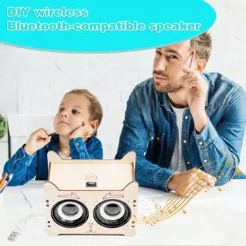 Беспроводной динамик STEM Science Kit Kids Wooden 3D Puzzle Bluetooth-совместимый набор динамиков для малышей DIY Образовательные научные эксперименты Проекты Ремесла цвет старого дерева