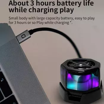 Беспроводной динамик Yousheng Bluetooth с подсветкой RGB, магнитный дизайн, универсальный портативный динамик для телефона, музыкальный проигрыватель чёрный