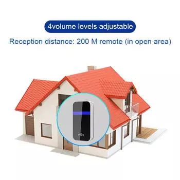 Беспроводной дверной звонок, комплект кнопок дверного звонка с автономным питанием, 4-скоростная регулировка громкости и светодиодная вспышка 30 US Plug чёрный