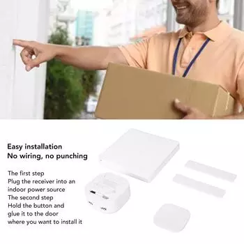 Беспроводной дверной звонок с автономным питанием, 1 кнопка, беспроводной дверной звонок для дома, стандарт США, белый