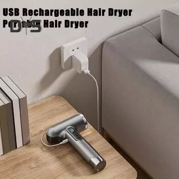 Беспроводной фен для волос 200 Вт 15600 мАч USB перезаряжаемый 3 регулируемые температуры высокая скорость быстрая сушка низкий уровень шума портативный дорожный кемпинг электрический вентилятор розовый