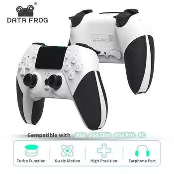 Беспроводной геймпад DATA FROG для PS4, джойстик, контроллер, 6-осевая функция вибрации для ПК/PS4 Pro/PS4 Slim, игровой коврик с Bluetooth белый