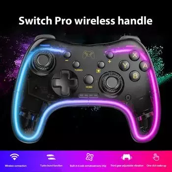 Беспроводной игровой геймпад RGB для Nintendo Switch Pro Lite OLED ПК Мобильный телефон Прозрачный контроллер Игровые аксессуары чёрный