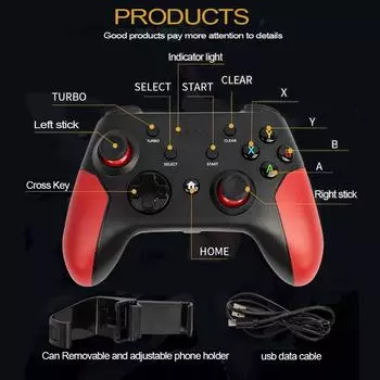 Беспроводной игровой контроллер 2.4G BT, двухрежимный игровой контроллер с эргономичным дизайном, высокой точностью чёрный